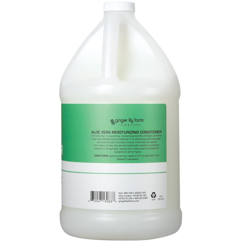 Ginger Lily Farms Club & Fitness Moisturizing Conditioner for Dry Hair, 100% Vegan & Cruelty-Free, Aloe Vera Scent, 1 Gallon (128 fl oz) Refill, white Beauty & Personal Care Ginger Lily Farms