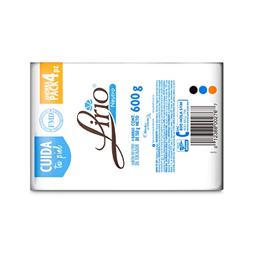 Lirio Neutro Bar Soap, Mild Scent, No Harsh Chemicals, 5.3 Ounce, Pack of 4 Beauty & Personal Care Lirio