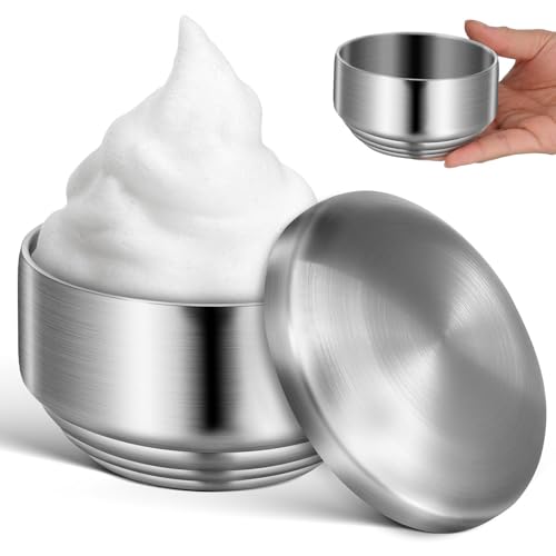 SEWACC Stainless Steel Shaving Bowl with Lid, Metal Shaving Soap Bowl Dish for Men, Bathroom Accessory for Household Use Beauty and Personal Care SEWACC
