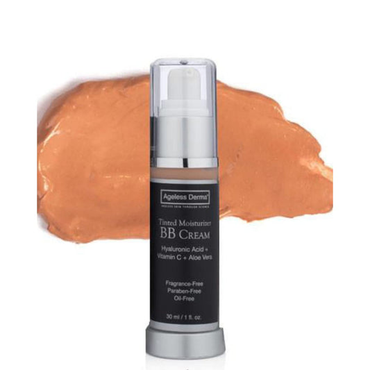 Ageless Derma BB Cream Tinted Moisturizer Foundation with Hyaluronic Acid and Vitamin C. Made in USA Beauty & Personal Care Ageless Derma