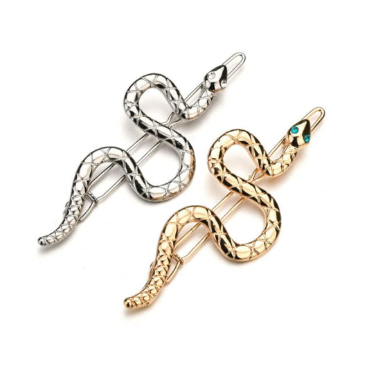 HLLMX 2 PCS Snake Hair Clip Vintage Decorative Metal Hair Pins Metal Hair Clips Snake Hair Pin Hair Barrettes with Zircon Eye for Women Girls (Silver Beauty & Personal Care Duehut