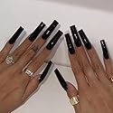 IMSOHOT 24Pcs Square Press on Nails Extra Long Squoval False Nails Black Fake Nails Full Cover Solid Color Acrylic Nails for Women Beauty & Personal Care IMSOHOT