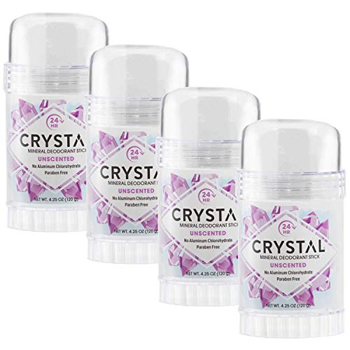 Crystal Mineral Deodorant Stick, Unscented, 4.25 oz (Pack of 4) Beauty and Personal Care Crystal Essence