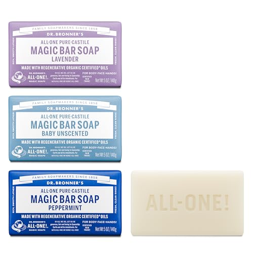 Dr. Bronner's Pure-Castile Magic Bar Soap- Made with Regenerative Organic Certified Oils- For Face, Body, Hair, Vegan Soap Bars for Men & Women Beauty & Personal Care Dr. Bronner's