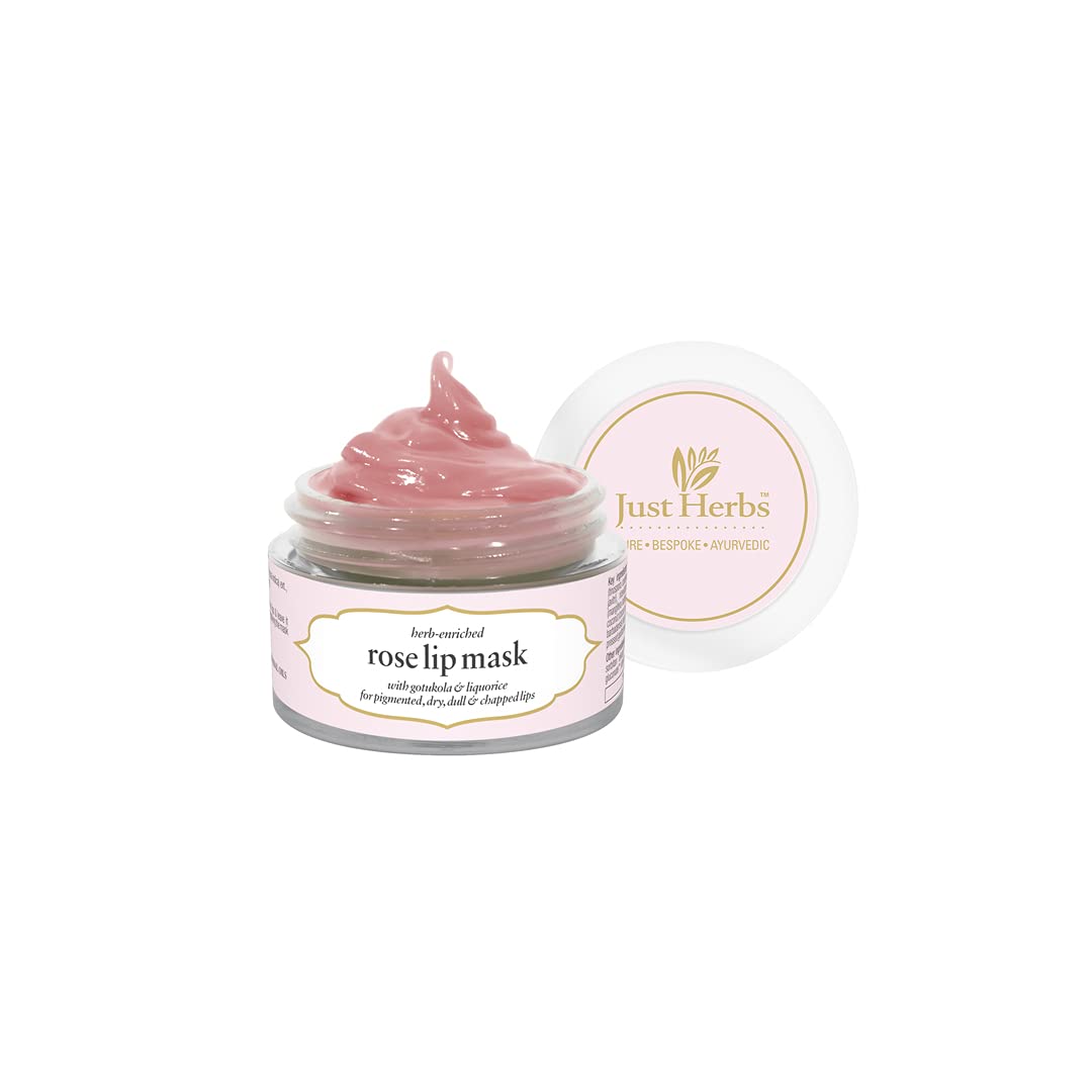 Just Herbs Organic Lip Mask For Dry, Pigmented & Chapped Lips - Vegan Moisturizing Lip Mask for Men & Women, Rose 15 gm Beauty and Personal Care Just Herbs
