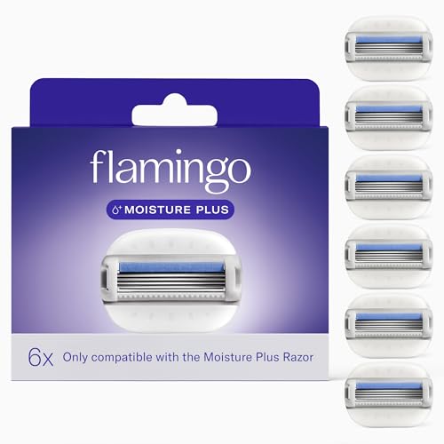 Flamingo Moisture Plus Razor Blades for Women - No Shave Gel Needed - 6 Count - Moisture Plus Razor Blade Refills Beauty and Personal Care Flamingo Default Title
