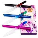 EAONE Crystal Glass Nail File with Case 3 Pack, Double-Sided Etched Fingernail Files for Natural Nails Professional Footnail Care Tool, Stocking Beauty & Personal Care EAONE