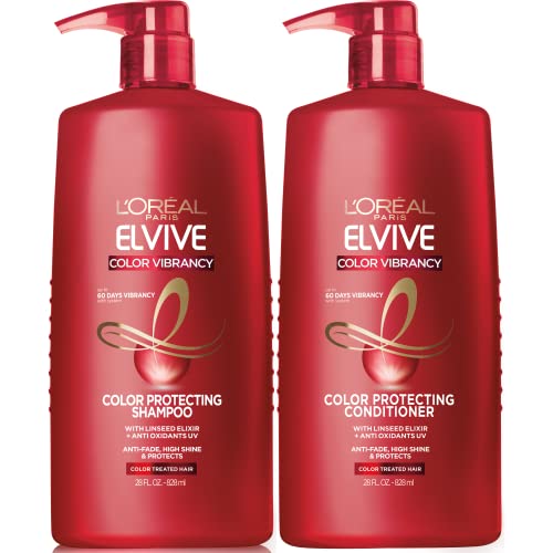 L'Oreal Paris Elvive Color Vibrancy Protecting Shampoo and Conditioner Set for Color Treated Hair, 28 Fl Oz (Set of 2) Beauty & Personal Care L'Oreal Paris