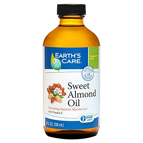Earth’s Care Sweet Almond Oil - Expeller Pressed Almond Oil for Skin and Hair, Glass Bottle, Unscented, 8 FL. OZ. Beauty & Personal Care Earth's Care
