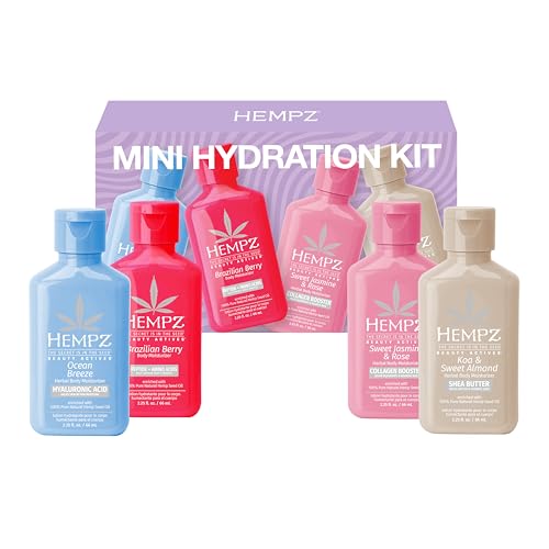 Hempz Mini Moisturizer Set, Hydrating Lotion Kit for Body and Hands, Beauty Actives Variety 4 pack, Travel Friendly, 2.25 oz Beauty & Personal Care Hempz
