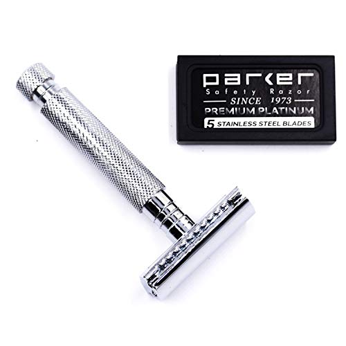 Parker 97R Traditional Double Edge Safety Razor & 5 Parker Premium Razor Blades Beauty and Personal Care Parker Safety Razor