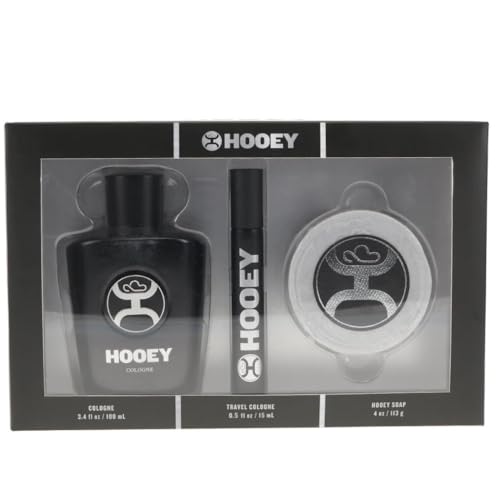 HOOEY Cologne Gift Set for Men - Includes 3.4 oz Cologne, 0.33 oz Travel Spray & 4 oz Soap - Rugged Masculine Long Lasting Scent with Leather, Beauty & Personal Care HOOEY