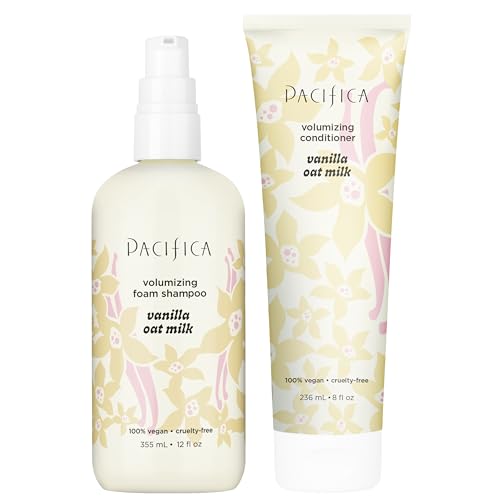 Pacifica Vanilla Oat Milk Volumizing Shampoo & Conditioner Set - Fuller, Bouncier Hair, Fine Or Flat Hair Solution, Sulfate-Free, 100% Vegan Hair Care Beauty & Personal Care Pacifica