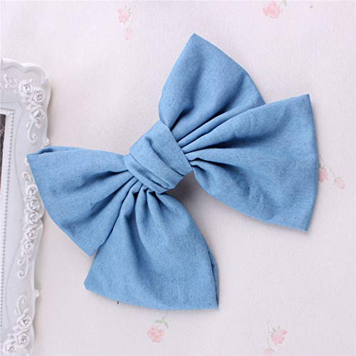 Blue Denim Hair Clip Pin Bow Girls Blue Jeans HairClip Girls Large Bows HairPin BW01 (Light Blue) Beauty & Personal Care BBTDIN