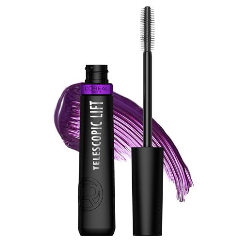 L'Oreal Paris Telescopic Lift Colored Mascara, Lengthening and Volumizing Eye Makeup, Lash Lift with Up to 36HR Wear, Washable, Galactic Purple
