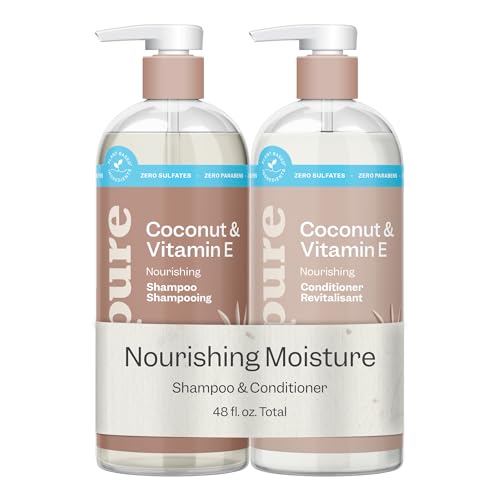 Renpure Coconut & Vitamin E Shampoo & Conditioner Set, Plant-Based - Nourishes & Seals In Moisture For Soft, Healthy Hair - For Dry, Lifeless Hair Beauty & Personal Care RENPURE