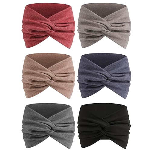 Extra Wide Headbands for Women, 7'' Large Cotton Like Turban Knotted Bandana Head Bands for Women Non Slip, Boho Headbands for Women's hair bands Beauty and Personal Care HAUHC Default Title