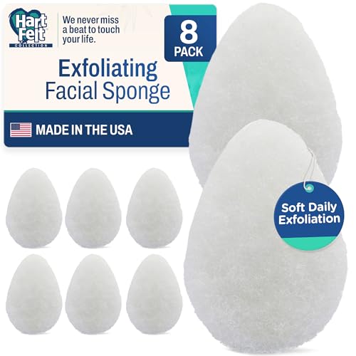 HartFelt 8ct Tear Drop Face Scrubber for Women - Reusable Facial Sponges for Daily Cleansing - Facial Exfoliating Pads for Removing Dead Skin, Dirt Beauty and Personal Care HartFelt