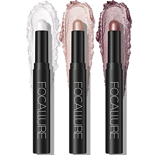 FOCALLURE 3 Pcs 2 in 1 Eyeshadow and Eyeliner Pen, Shimmer Eye Shadow Pencil, High Pigmented Eyeshadow, Highlighter Eye Liner, Multi-Dimensional eyes Beauty & Personal Care FOCALLURE