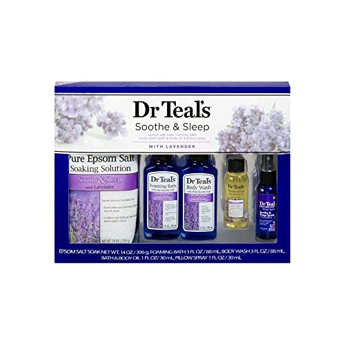 Dr Teal's Lavender Soothe & Sleep Full Regimen 5-piece Gift Set (Epsom Salt Soaking Solution, Foaming Bath, Body Wash, Moisturizing Bath & Body Oil Beauty & Personal Care Dr Teal's