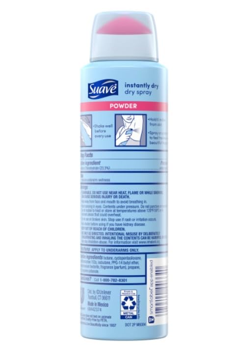 Suave Dry Spray Antiperspirant Deodorant For Quick and Easy Sweat Protection Powder Fresh 48 hour Protection 3.8 OZ, 12 Count Beauty and Personal Care Suave