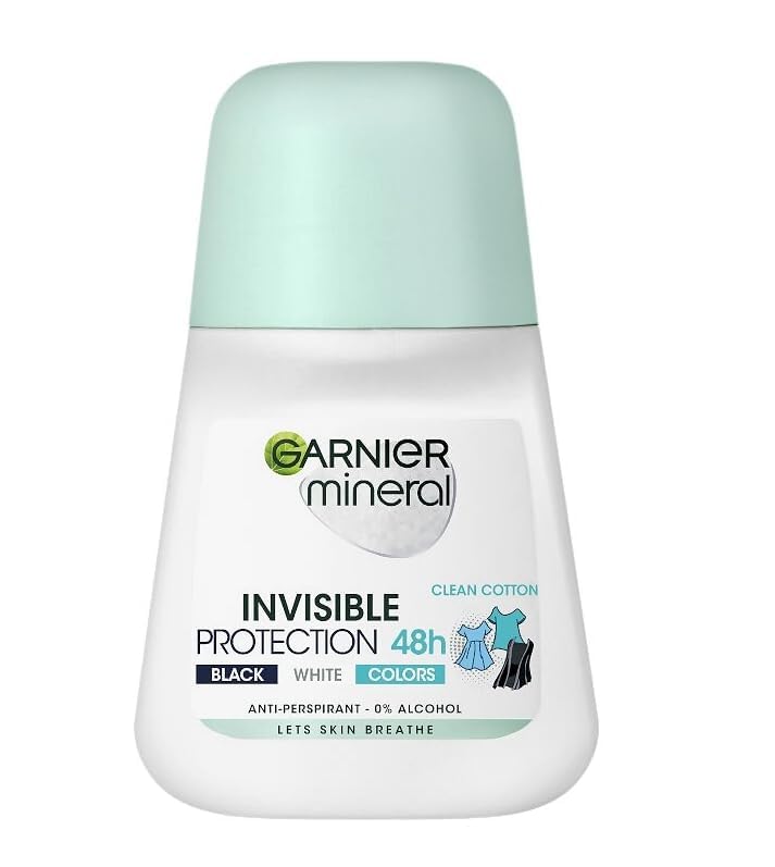 Garnier Mineral Invisible Roll-On Cotton Scent, Women's Antiperspirant Roll-On, Alcohol-Free, Let's Skin Breathe, Clean Cotton, 1.7 Fl. Oz. (PACK Beauty and Personal Care Garnier