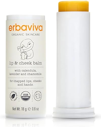 Erbaviva Organic Lip & Cheek Balm - Moisturizing Stick for Baby & Adults | USDA Organic, Shea Butter & Calendula for Dry, Chapped Skin | Lip, Cheek Beauty & Personal Care erbaviva