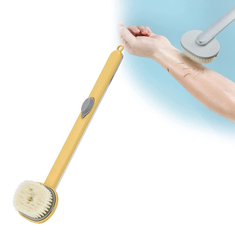 Handle Liquid Bath Brush with Soap Dispensing, Exfoliating Scrubber for Back, Legs. Promotes, Suitable for All Skin Types (Yellow) Beauty and Personal Care ZJchao