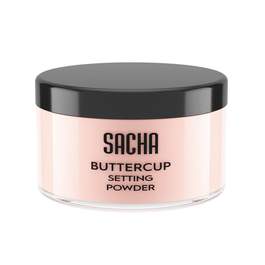 Sacha Buttercup Rosé Setting Powder - All Skin Tones Translucent Loose Face Powder, Flashback-Resistant, Oil Control, Long-Wear Matte Finish (1.75 oz)
