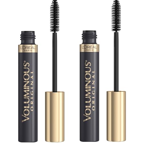 L’Oreal Paris Original Voluminous Mascara, Building Mascara Volume and Length Formula, Washable, Black Brown, 0.26 Fl Oz., 2 Count