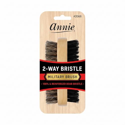 Annie 2 Sided Military Hair Brush for Men, Soft and Hard Boar Bristle