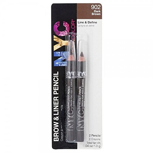 NYC Brow and Liner Pencil Set, Dark Brown 1 Pair Beauty & Personal Care NYC