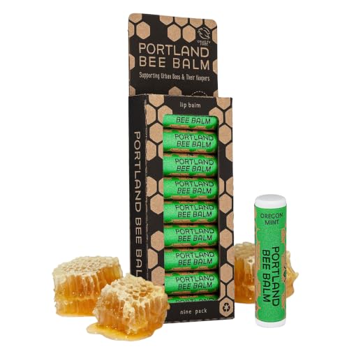 Portland Bee Balm All Natural Handmade Beeswax Lip Balm with Organic Coconut and Olive Oil (Oregon Mint) - 9 Count - Natural Lip Balm, Cruelty Free Beauty and Personal Care Portland Bee Balm