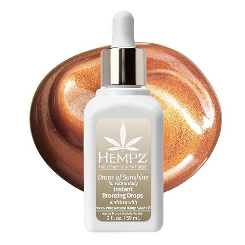 Hempz Bronzing Drops for Face and Body, Dewy Glow Bronzer, for Men or Women, Drops of Sunshine, 2 oz. Beauty & Personal Care Hempz