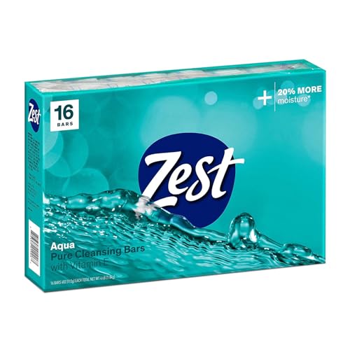 Zest Bar Soap - Enriched with Vitamin E - Moisturizing Body Soap - Gentle Soap - Paraben-Free Soap Bar - Suitable for All Skin Types - Aqua - 16 Pc Beauty & Personal Care Zest