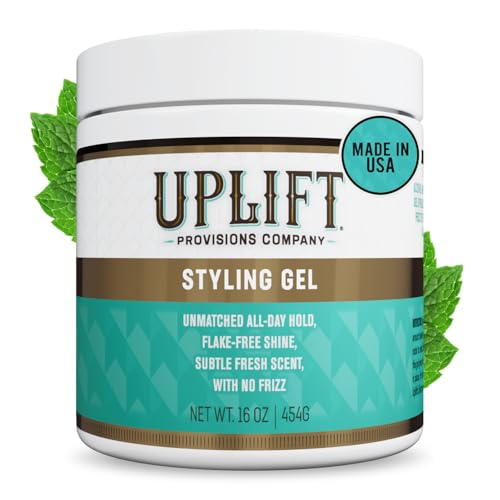 Uplift Provisions Styling Hair Gel for Men, Women & Kids - Strong Hold for Curly, Slicked-Back & Natural Hair - Non-Greasy, No Flake, 16 Fl Oz Beauty & Personal Care Uplift Provisions Company