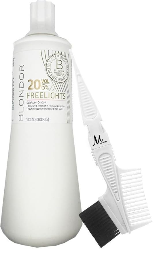 Blondor Freelights Developer 6% / 20 Volume 33.8 Fl Oz and M Hair Designs Tint Brush Comb (Bundle) Beauty & Personal Care M Hair Designs