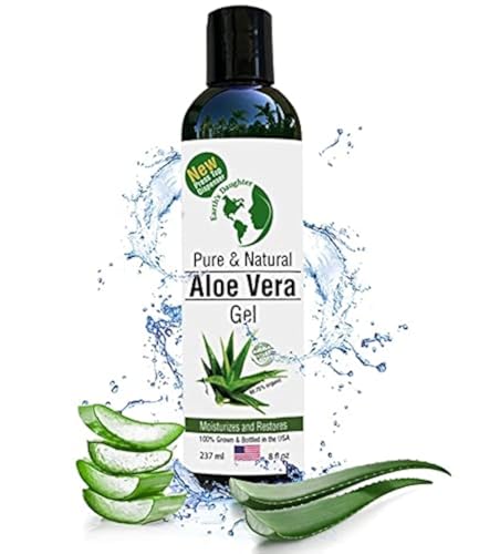 Earth's Daughter Organic Aloe Vera Gel from Fresh Cut 100% Pure Organic Aloe leaves - Fast Absorbing for Face, Skin, Hair & Body - Vegan, Unscented Beauty & Personal Care Earth's Daughter