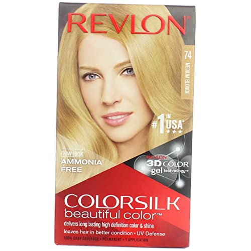 Revlon Colorsilk Beautiful Haircolor, Ammonia-free, Permanent Haircolor (Pack of 4) (#74 Medium Blonde) Beauty & Personal Care REVLON