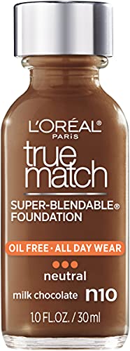 L’Oréal Paris Makeup True Match Super-Blendable Liquid Foundation, Milk Chocolate N10, 1 Fl Oz,1 Count