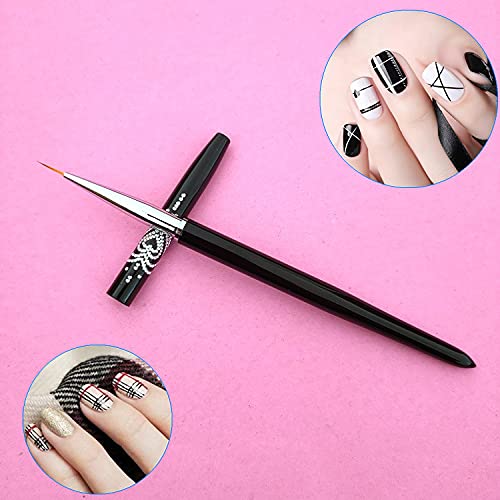 FULINJOY Nail Art Liner Brushes, 7mm/9mm/11mm UV Gel Painting Nail Art Design Brush Metal Handle Nail Drawing Pens (3PCS, Black) Beauty & Personal Care FULINJOY