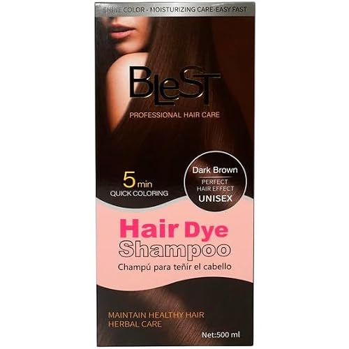 BLEST PROFESSIONAL HAIR CARE Hair Dye 2-in-1 Shampoo Color for Quick Gray Coverage - Semi Permanent Hair Color for Men and Women - 500ml (Dark Brown) Beauty & Personal Care BLEST PROFESSIONAL HAIR CARE