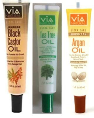 VIA NATURAL Ultra Care Jamaican Black Castor Oil, Excellent Hot Oil Mositurizer, Tea Tree & Argan Oil For Hair, Scalp & Body, Bundle (1.5 fl.oz Each) Beauty & Personal Care Via Inc.