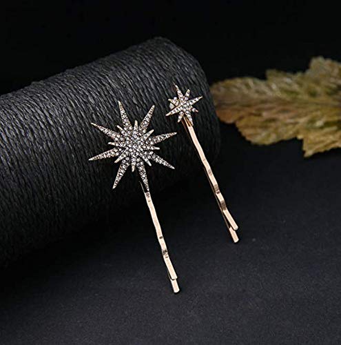 DNHCLL Moon Star Hexagram Crystal Hair Clips Set Women Lady Alloy Barrettes Hairpin Side Clip Hair Accessories Decorative Hair Accessoeies Headpieces Beauty & Personal Care DNHCLL