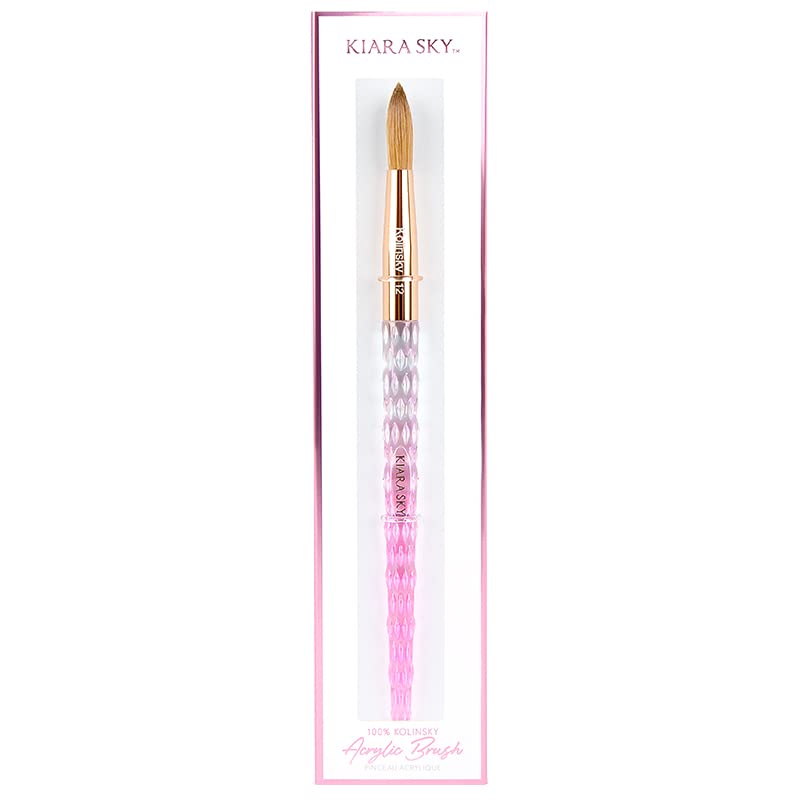 Kiara Sky Acrylic Brush #12 - Pink | 100% Pure Kolinsky | Crystal Cut Handle and Acetone Resistant Beauty & Personal Care KIARA SKY
