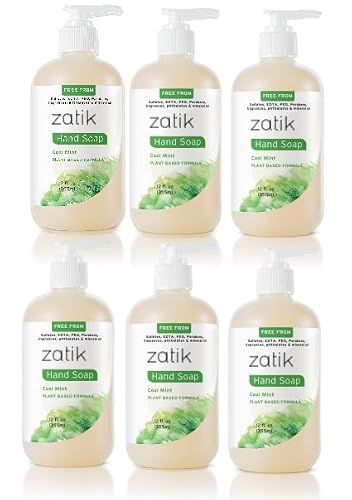 Zatik Naturals - Liquid Hand Soap with Cool Mint, Moisturizing Handwash, Grey Water Safe,12 fl oz (Pack of 6) Beauty & Personal Care Zatik