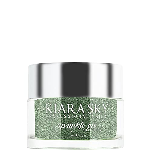 Kiara Sky Nail Art 3D Glitter 1 oz | Sprinkle On Collection | Mix with Acrylic, Gel Polish or dip Powder | One in Cha-Million (Vivid Green & Gold Beauty & Personal Care KIARA SKY