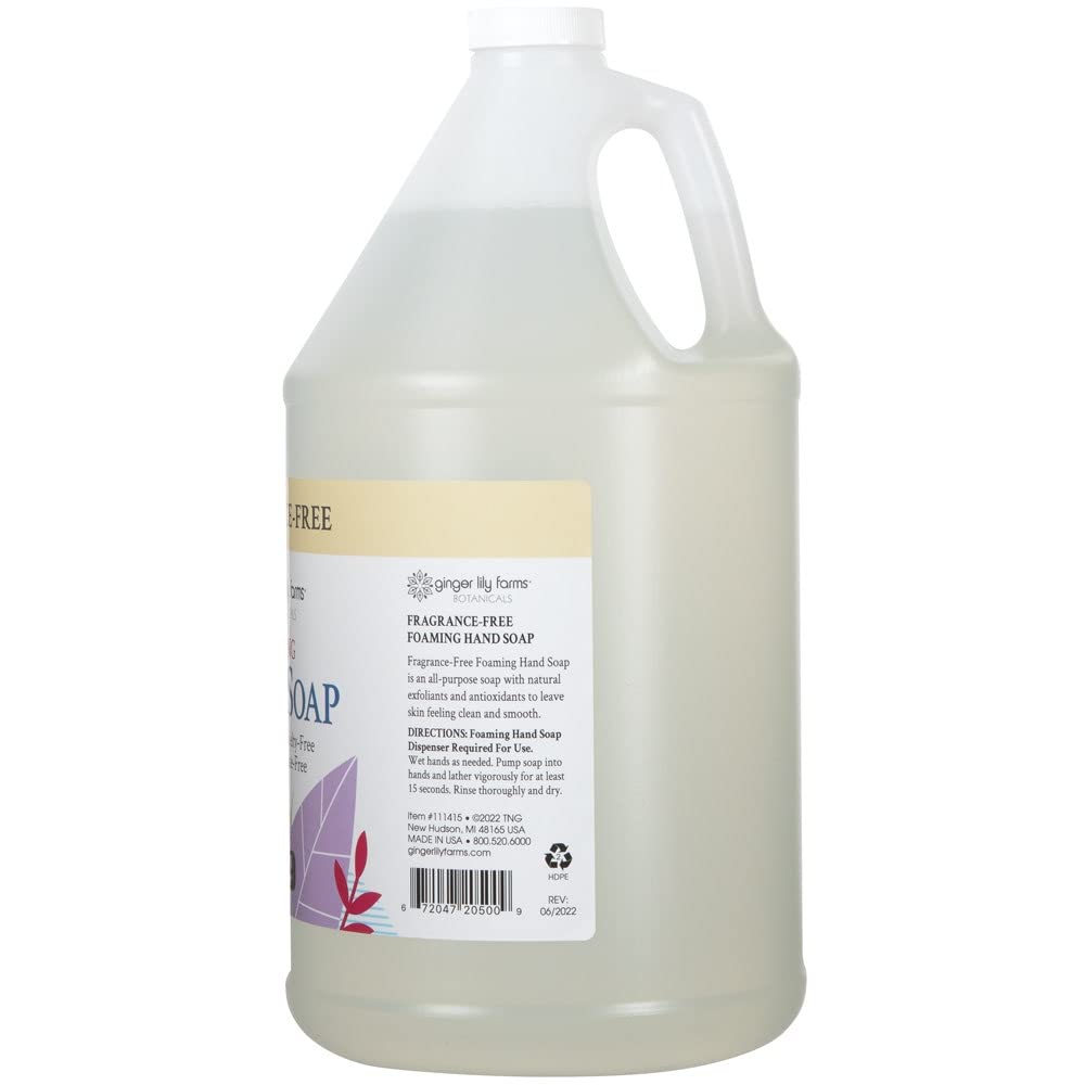 Ginger Lily Farms Botanicals All-Purpose Foaming Hand Soap Refill, Fragrance Free, 100% Vegan & Cruelty-Free, Unscented, 1 Gallon (128 fl oz) Beauty & Personal Care Ginger Lily Farms