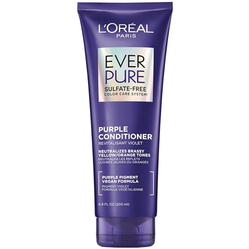 L’Oreal Paris Sulfate Free Brass Toning Purple Conditioner for Blonde, Bleached, Silver, or Brown Highlighted Hair, EverPure, 6.8 Fl Oz (Packaging May Beauty & Personal Care L'Oreal Paris