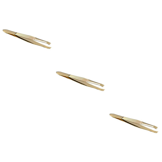 FRCOLOR 3pcs Gold-plated Stainless Steel Eyebrow Tweezers Comb Portable Makeup Tool for Eyelash Extensions Precision Brow Shaping and Hair Removal Beauty and Personal Care FRCOLOR